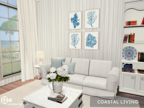 Sims 4 — Coastal Living  | TSR CC Only  by Summerr_Plays — A bright and airy coastal living room. Medium wall height 