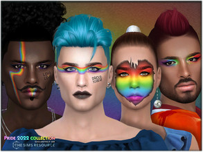 Sims 4 — PRIDE 2022 - Rainbow Faces by BAkalia — Hello :) 4 rainbow face motifs in 11 combinations for for women, men and