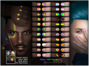 Sims 4 — PRIDE 2022 - Male Short Nails by BAkalia — Hello :) 11 designs for short men's nails. Fingernail Category Only
