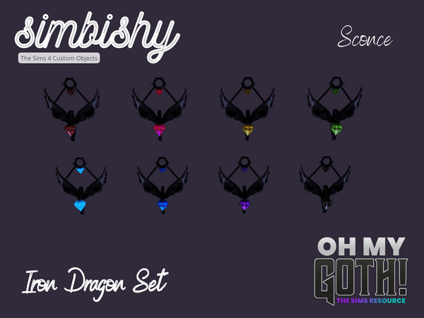 Sims 4 — Oh My Goth - Iron Dragon Sconce by simbishy — Oh my goth it's an iron sconce with a dragon guarding some dusky