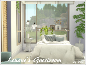 Sims 4 — Louane's Guestroom by philo — This bright white bedroom with blue accents is for your sims to enjoy. I hope they