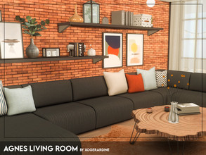 Sims 4 — Agnes Living Room (TSR only CC) by xogerardine — Industrial living room.