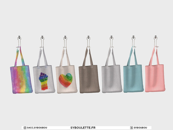 Sims 4 — Set for Pride - Bag by Syboubou — Hanged fabric tote bag with plain colors or pride water color picture