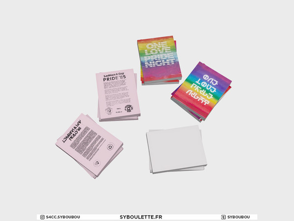 Sims 4 — Set for Pride - Leaflets by Syboubou — Pile of leaflets abour pride night or lgbt protest informations
