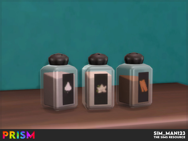Sims 4 — Decorative Flavor Shakers by sim_man123 — A trio of flavor shakers to enhance your coffee!