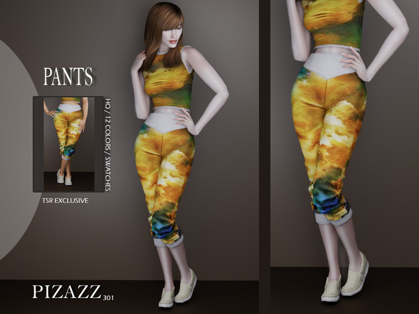 Sims 4 — Color Splash Cropped Pants by pizazz — Cropped Pants for your Sims 4 games. . Make it your own style! The pants