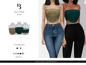 Sims 3 — Slinky Bandeau Dip Hem Crop Top by Bill_Sims — This top features a slinky material with a dip hem design and