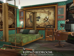 Sims 4 — Rhino Bedroom by dasie22 — Rhino Bedroom is a steampunk room built on an irregular plan. Please, use code