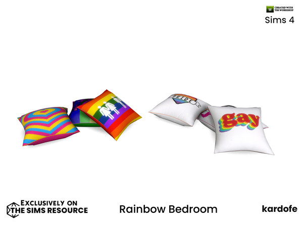 Sims 4 — Rainbow Bedroom Cushions by kardofe — Three floor cushions, in two colour options, decorative, in two colours