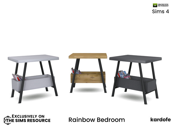 Sims 4 — Rainbow Bedroom EndTable by kardofe — Bedside table, industrial style, in three colour options
