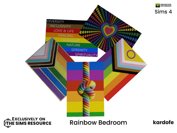Sims 4 — Rainbow Bedroom Rug by kardofe — Carpet decorated with gay pride motifs, in five different options
