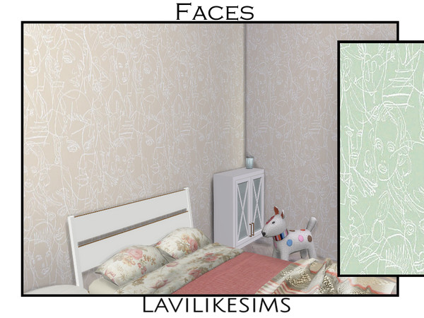 Sims 4 — Faces by lavilikesims — A wallpaper with faces. Base Game Friendly.