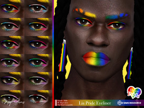 Sims 4 — Lia Pride Eyeliner by MSQSIMS — This pride eyeliner comes in 20 different flag colors. It is suitable for