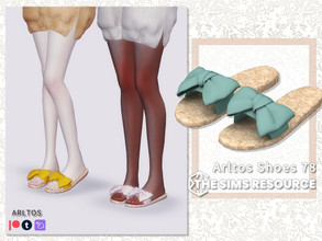 Sims 4 — Slippers with bow / 78 by Arltos — 14 colors. HQ compatible. Feet mesh: base game