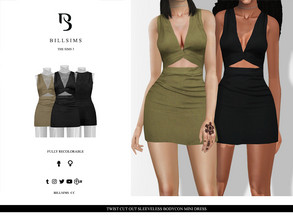 Sims 3 — Twist Cut Out Sleeveless Bodycon Mini Dress by Bill_Sims — This dress features a linen look material with a cut