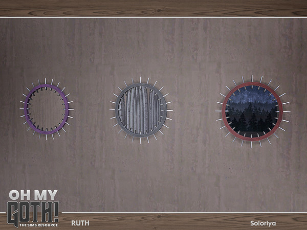 Sims 4 — Oh My Goth. Ruth. Wall Mirror by soloriya — Wall mirror with spikes. Part of Oh My God - Ruth set. 3 color