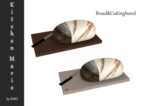 Sims 4 — bread&Cuttingboard by SSR99 — Simply a bread on a cuttingboard! The bag has a wheat design and there are