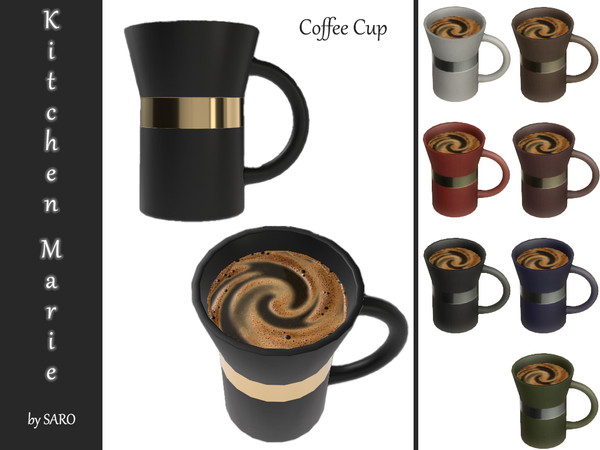 Sims 4 — coffee cup by SSR99 — A modern coffee cup with swirling creamed coffee inside.