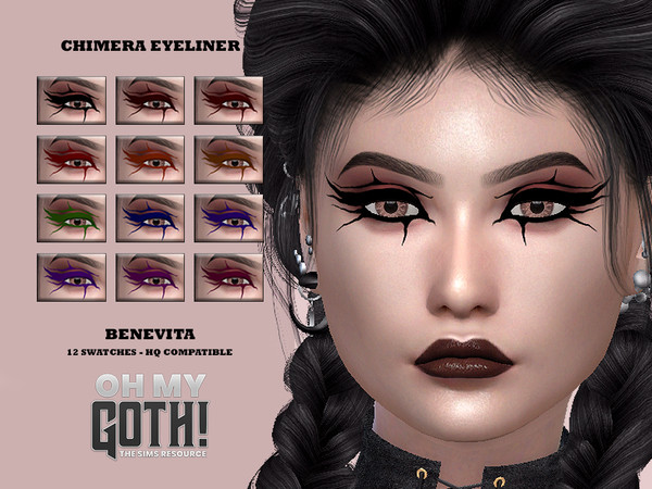 Sims 4 — Oh My Goth-Chimera Eyeliner [HQ] by Benevita — Chimera Eyeliner HQ Mod Compatible 12 Swatches I hope you like!