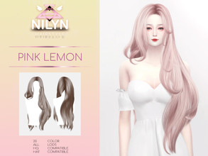 Sims 4 — PINK LEMON HAIR - NEW MESH  by Nilyn — Mesh by Nilyn. 20 Swatches All LOD Compatible. HQ Compatible. HAT