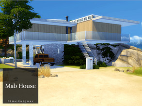 Sims 4 — Mab House by Limedaiquar — Mab House is a modern, eclectic home built on a rocky hill. It features a large open