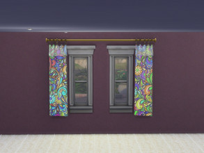 Sims 4 — Colourful Swirls Curtains by Morrii — Colourful Swirls Curtains