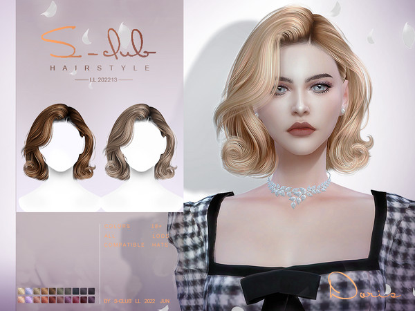 Sims 4 — Short wavy female hairstyle(Doris) by S-Club — Short wavy female hairstyle, with 10 swatches, hope you like