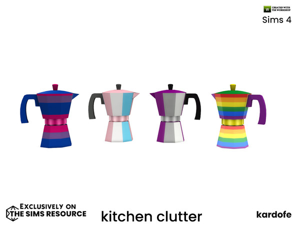 Sims 4 — kardofe_kitchen clutter_Coffeepot by kardofe — Italian coffee pot decorated in Pride colours. In four colour