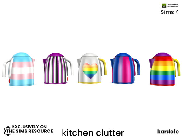 Sims 4 — kardofe_kitchen clutter_Kettle by kardofe — Kettle decorated in Pride colours. In five colour options