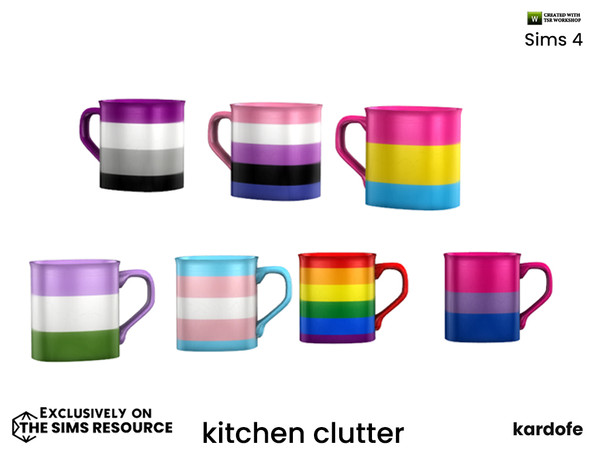 Sims 4 — kardofe_kitchen clutter_Mug by kardofe — Mug decorated with Pride colours. In seven colour options