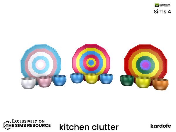 Sims 4 — kardofe_kitchen clutter_Plates and bowls by kardofe — Plate and three bowls decorated in Pride colours. In three