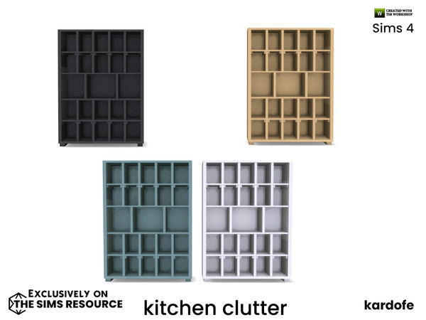 Sims 4 — kardofe_kitchen clutter_Shelving by kardofe — Shelf to store all the clutter. In four colour options