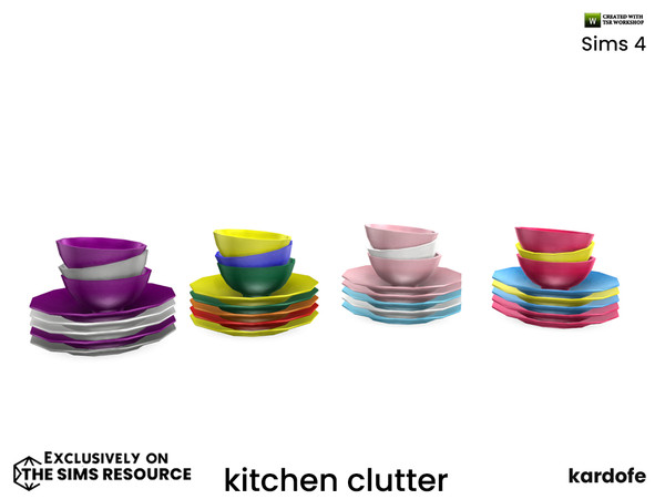 Sims 4 — kardofe_kitchen clutter_Stacked plates by kardofe — Stacked plates, decorated in Pride colours. In four colour
