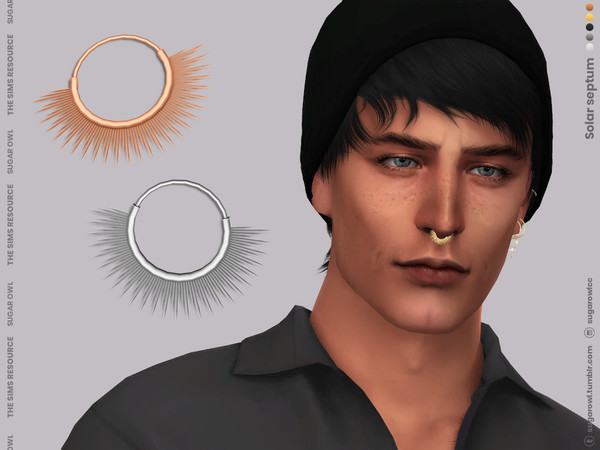 Sims 4 — Solar septum by sugar_owl — Piercing septum ring with metal spikes, for male and female sims. Comes in 5 metal