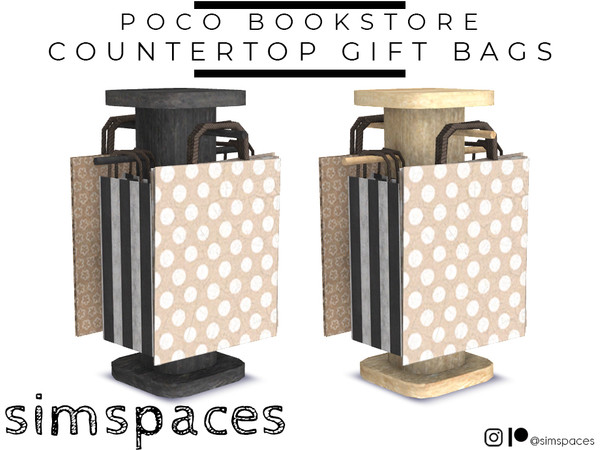 Sims 4 — Poco Bookstore - countertop gift bags by simspaces — Part of the Poco Bookstore set: a perfect impulse buy.