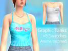 Sims 4 — Graphic Tanks by GarlicToad — 8 different swatches of the basegame spaghetti-strap tanktop for female sims (male