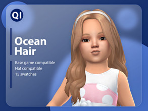 Sims 4 — Ocean Hair by qicc — A long wavy hairstyle with a hair band. - Maxis Match - Base game compatible - Hat
