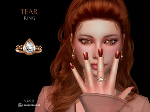 Sims 4 — Tear Ring by Suzue — -New Mesh (Suzue) -5 Swatches -For Female (Teen to Elder) -Ring Category -HQ Compatible