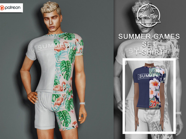 Sims 4 — [PATREON] Summer Games Set - T-Shirt *Early Access* by Camuflaje — * New mesh * Compatible with the base game *
