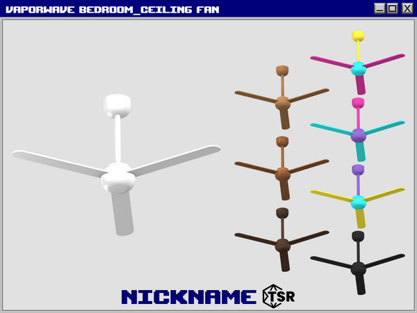 Sims 4 — vaporwave bedroom ceiling fan by NICKNAME_sims4 — vaporwave bedroom set 8 package files. -vaporwave