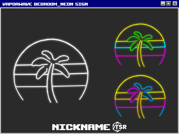 Sims 4 — vaporwave bedroom neon sign by NICKNAME_sims4 — vaporwave bedroom set 8 package files. -vaporwave