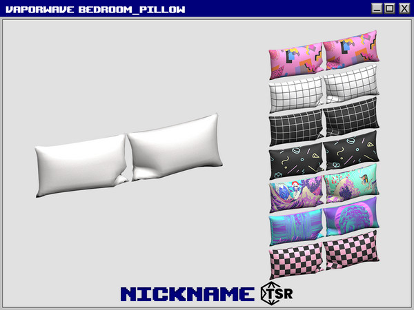 Sims 4 — vaporwave bedroom pillow by NICKNAME_sims4 — vaporwave bedroom set 8 package files. -vaporwave