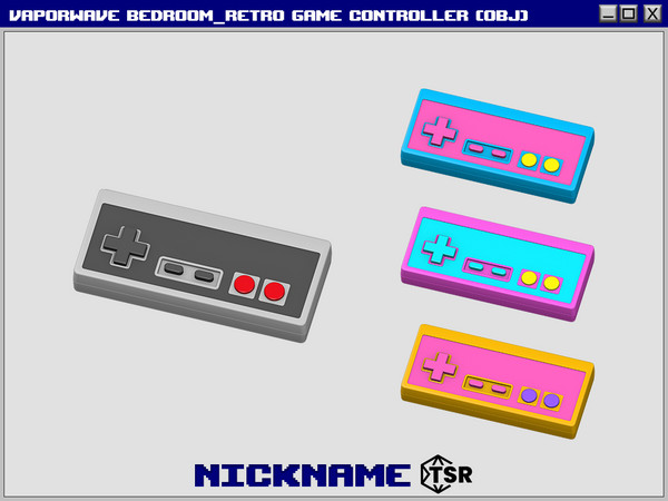 Sims 4 — vaporwave bedroom retro game controller (obj) by NICKNAME_sims4 — vaporwave bedroom set 8 package files.