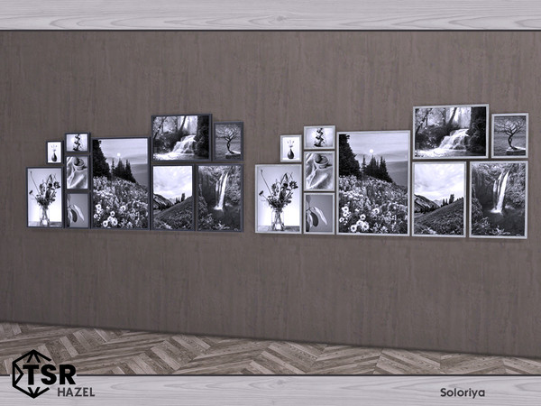 Sims 4 — Hazel. Pictures by soloriya — Ten pictures in one mesh. Part of Hazel set. 2 color variations. Category: