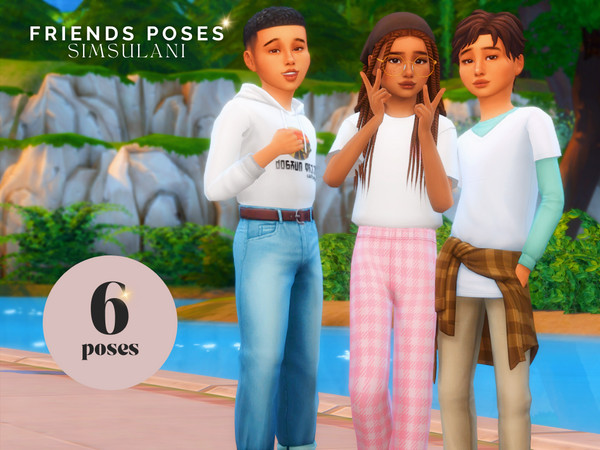 Sims 4 — Pose Pack - Friends Children  by Simsulani — Pack of children playing together and talking