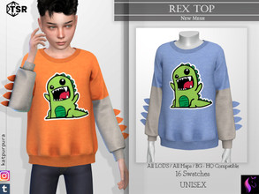 Sims 4 — Rex Top by KaTPurpura — Long cotton sweater with dinosaur theme