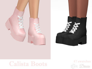 Sims 4 — Calista Boots by Dissia — Heavy platform boots with laces ;) Available in 47 swatches You can change laces color