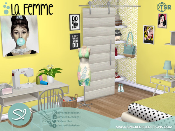Sims 4 — La Femme Walls - colorful by SIMcredible! — by SIMcredibledesigns.com available at TSR 4 colors in 8 variations