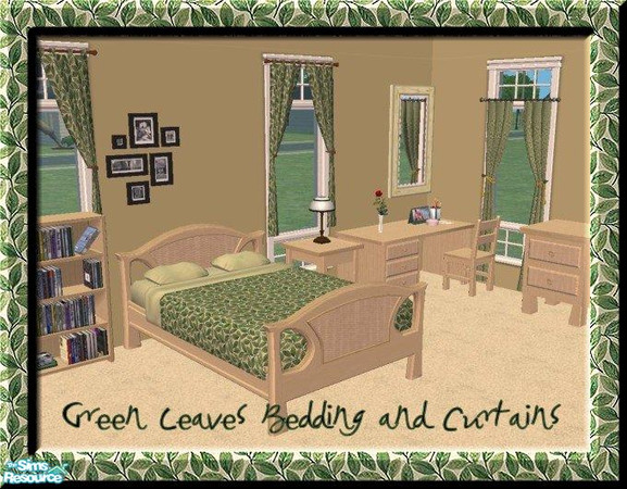 Sims 2 — Green Leaves Bedding and Curtains by jeni — Green Leaves Bedding & Curtains. If you've Windkeeper's 'Perfect