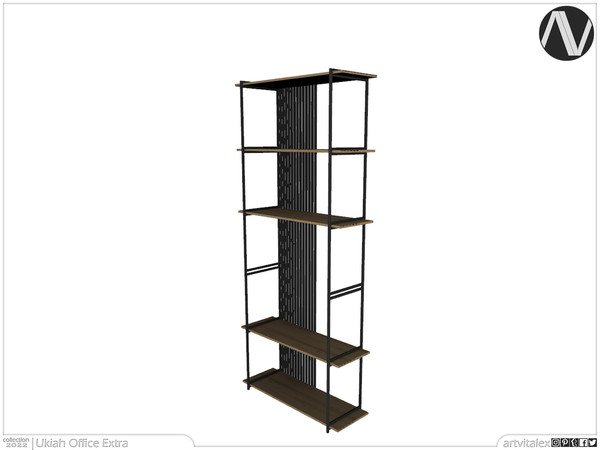 Sims 4 — Ukiah Five Tier Shelf With Metal Curtains by ArtVitalex — Office And Study Room Collection | All rights reserved